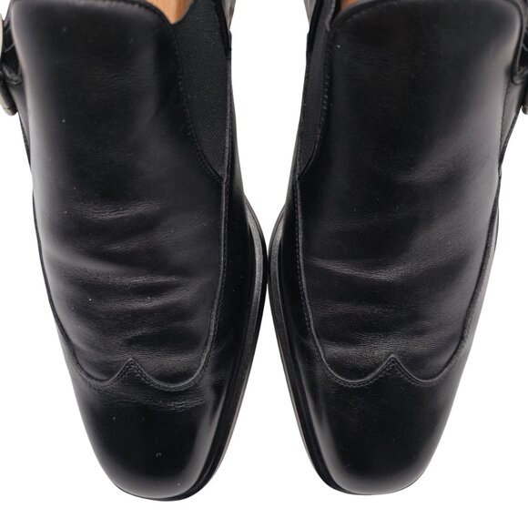 Vintage Ferragamo Italy Monk Strap Loafers Men's 8.5D Black Leather Dress Shoes - Picture 9 of 10